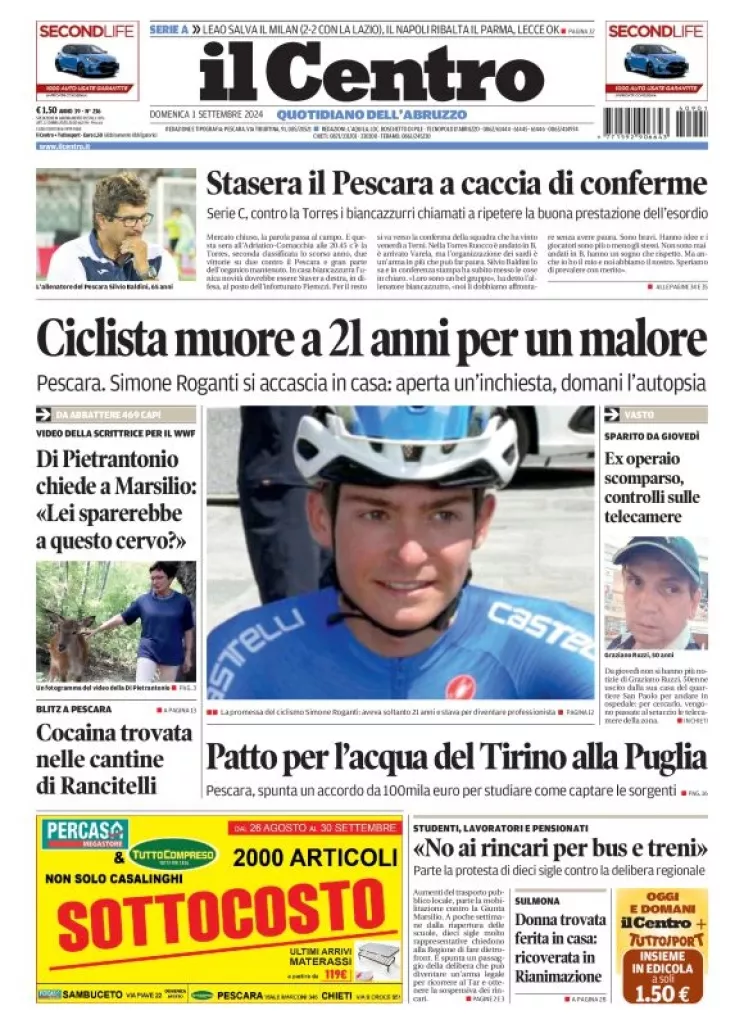 Prima-pagina-il centro-oggi-edizione-del-2024-09-01